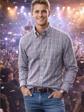 Tailorbyrd Multicolor Plaid Button Down Shirt.  Men’s size M.  EUC.